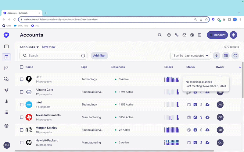 account workflows in Outreach