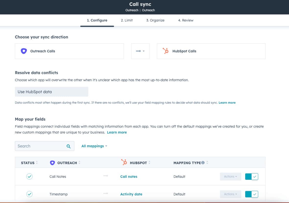 Call Sync Fields