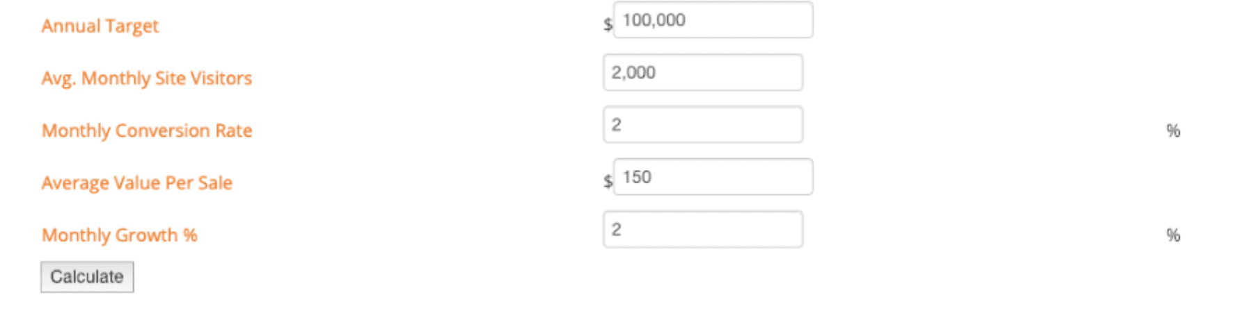 Conversion-Target-Calculator screenshot