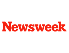 Newsweek logo, red text