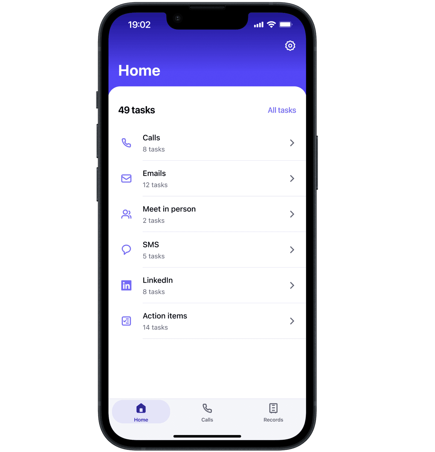Screenshot of a mobile phone showing Outreach Mobile App's home screen