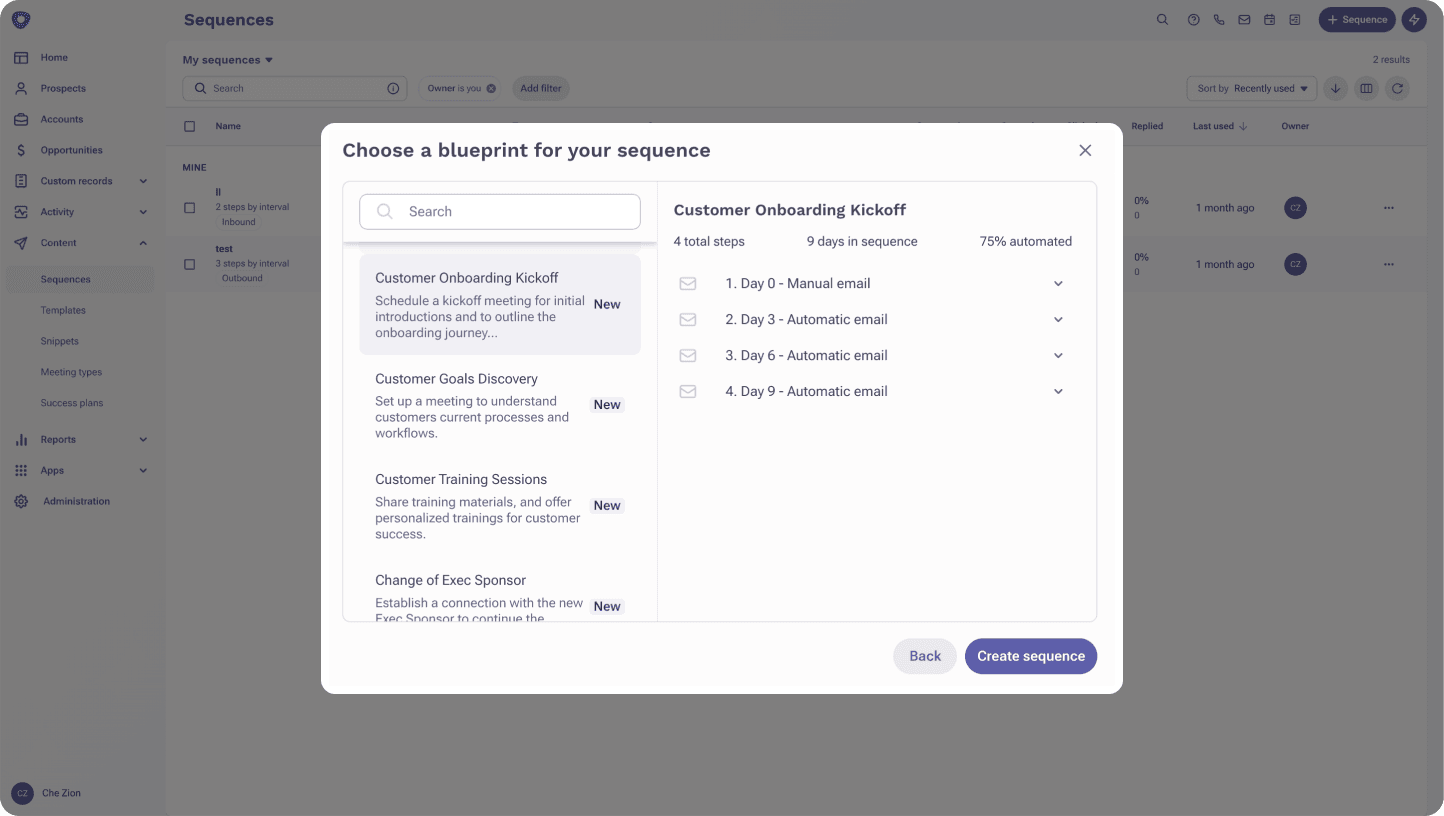 Retention and Expansion Sequence Blueprints